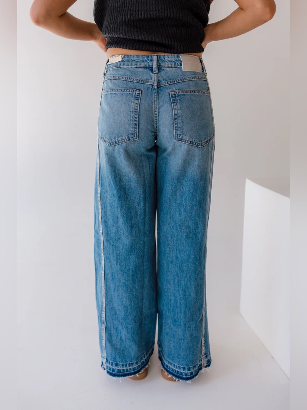 we the free on the edge selvedge wide leg jeans raw hem Size 30 - Picture 3 of 11